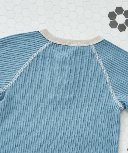 pairmanon（ペアマノン）の「ワッフル 配色ヘンリーネック ロンパース（ロンパース・キッズ・ピンク/ブルー/ブラウン/ベージュ/ミント・70/80）」の20枚目の写真