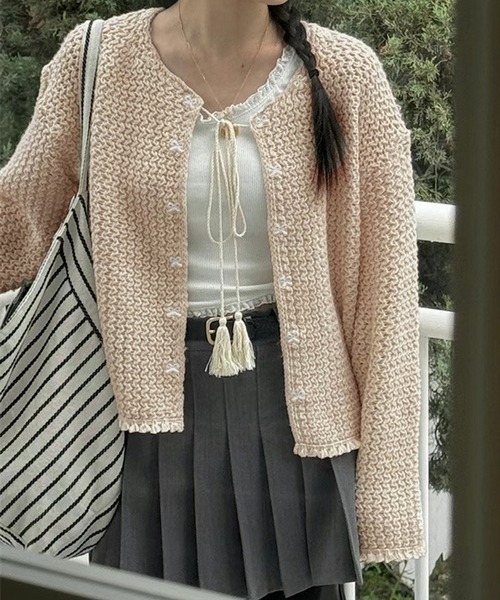 【セール】タッセルリボンニットカーディガン（カーディガン/ボレロ）｜Girly Doll（ガーリードール）
