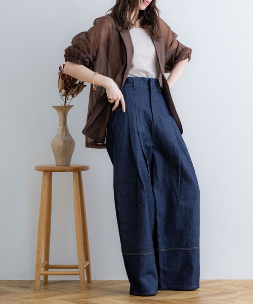 NOAHL（ノアル）の「【NOAHL】ストライプシアージャケット（テーラードジャケット・レディース・ブラウン/グレイッシュベージュ/アイボリー/オリーブ・FREE）」の9枚目の写真