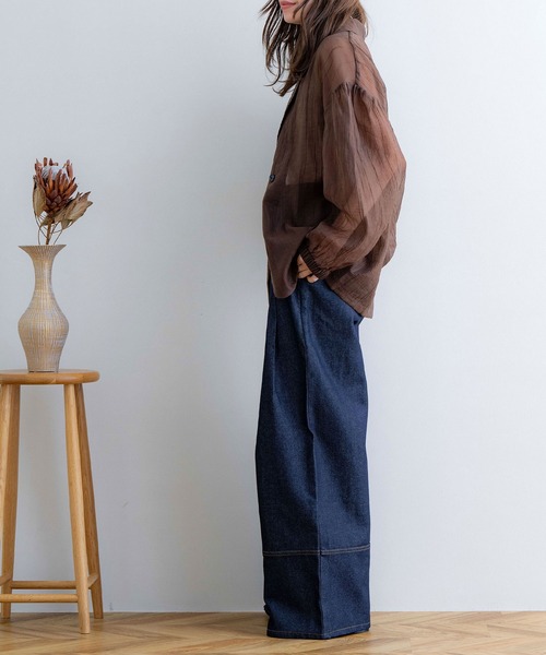 NOAHL（ノアル）の「【NOAHL】ストライプシアージャケット（テーラードジャケット・レディース・ブラウン/グレイッシュベージュ/アイボリー/オリーブ・FREE）」の19枚目の写真