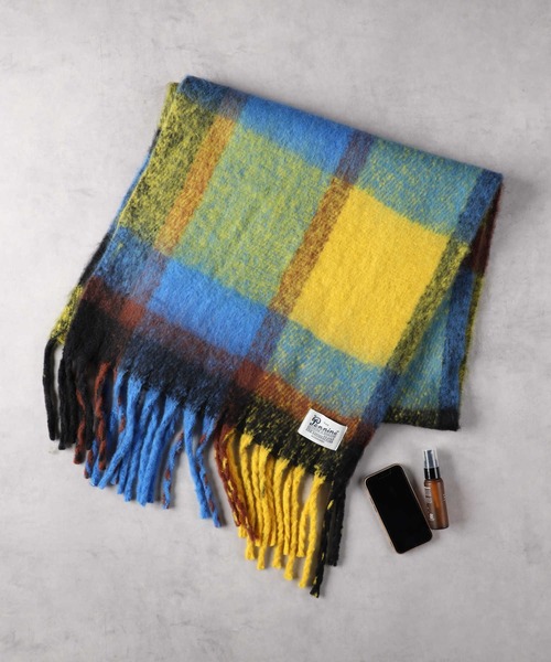 Right-on(ライトオン)の「チェック柄大判ストール(ストール/ショール・レディース・ブラウン/ブルー・ONE SIZE)」の9枚目の写真