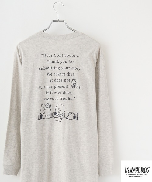 PEANUTS(ピーナッツ)の「PEANUTS プリントスーパーBIGロング長袖Tシャツ(Tシャツ/カットソー・メンズ・ブルーグレー/ピンクベージュ/杢グレー/オートミール/チャコール/ラベンダー・M/L)」の5枚目の写真