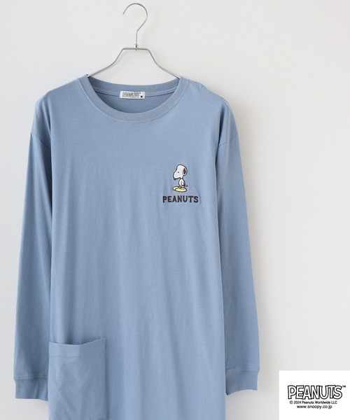 PEANUTS(ピーナッツ)の「PEANUTS プリントスーパーBIGロング長袖Tシャツ(Tシャツ/カットソー・メンズ・ブルーグレー/ピンクベージュ/杢グレー/オートミール/チャコール/ラベンダー・M/L)」の3枚目の写真