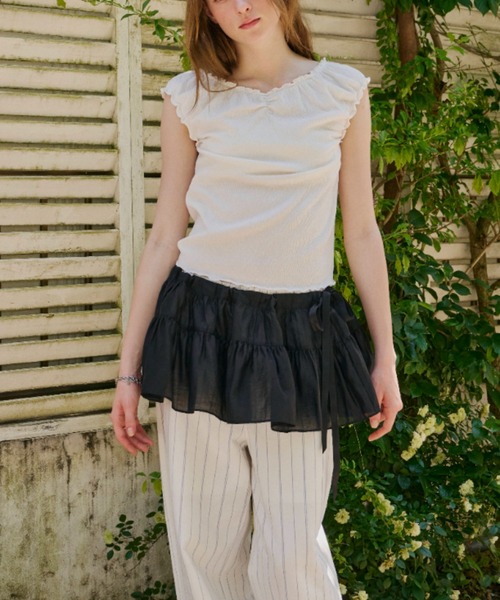 スカート GIUNON adjustable mini sheer skirt セール】adjustable mini sheer skirt / アジャスタブルミニ