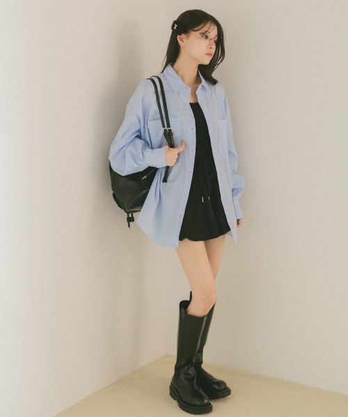 VANNIE U(ヴァニーユー)の「ダブルポケットオーバールーズストライプシャツ(シャツ/ブラウス・レディース・ブルー/ライトブルー・FREE)」の10枚目の写真