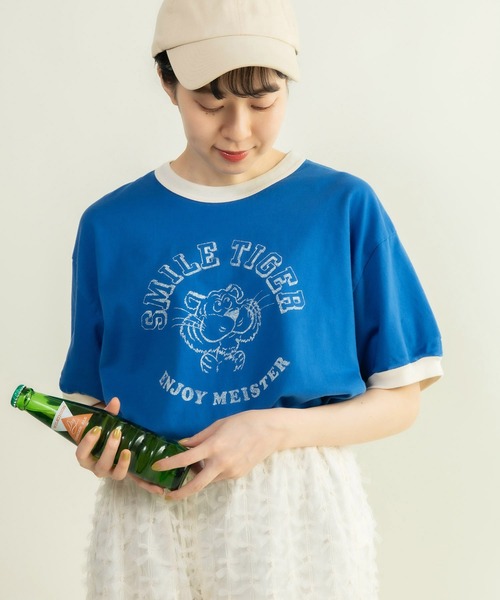 売れ筋商品|||CHILD WOMAN チャイルドウーマン  smile tiger リンガーTシャツ smile tigerリンガーTシャツ（Tシャツ/カットソー）｜CHILD
