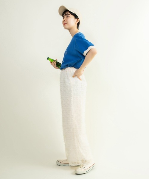 CHILD WOMAN（チャイルドウーマン）の「smile tigerリンガーTシャツ（Tシャツ/カットソー・レディース・ブルー/ホワイト・FREE）」の7枚目の写真