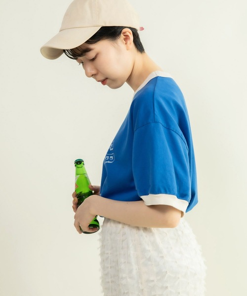 CHILD WOMAN（チャイルドウーマン）の「smile tigerリンガーTシャツ（Tシャツ/カットソー・レディース・ブルー/ホワイト・FREE）」の4枚目の写真