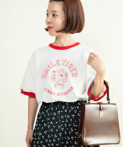 売れ筋商品|||CHILD WOMAN チャイルドウーマン  smile tiger リンガーTシャツ smile tigerリンガーTシャツ（Tシャツ/カットソー）｜CHILD