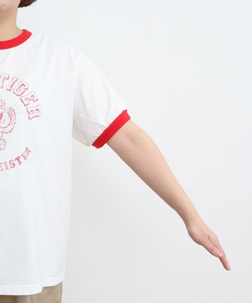 売れ筋商品|||CHILD WOMAN チャイルドウーマン  smile tiger リンガーTシャツ smile tigerリンガーTシャツ（Tシャツ/カットソー）｜CHILD
