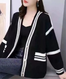 配色ラインカーディガン