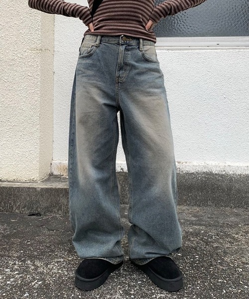 anyonemore(エニワンモア)の「ヴィンテージウォッシングワイドロングストレートデニムパンツ(デニムパンツ・レディース・ブルー・LARGE/MEDIUM/SMALL)」の12枚目の写真