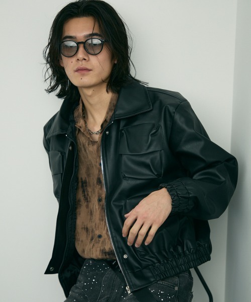 人気定番 Shoowtime（ショウタイム）の「Synthetic leather short blouson ジャケット・アウター