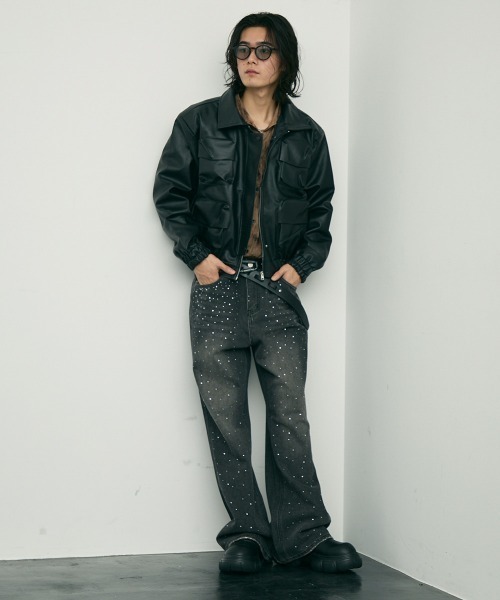 Shoowtime ショート丈レザージャケット Shoowtime ブルゾン アウター Synthetic leather short blouson