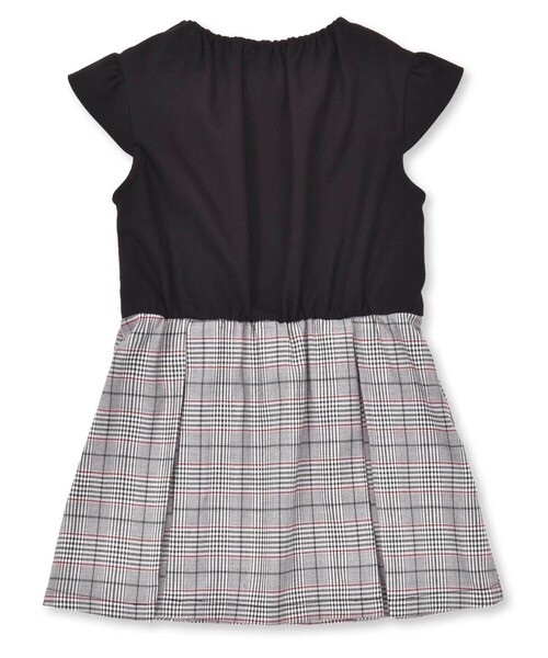 SLAP SLIP（スラップスリップ）の「【お揃い】リボン風襟付き肩あきチェックタック入りジャンパースカート(80~140cm)（ジャンパースカート・キッズ・ブラック/ベージュ・80ｃｍ/90cm/110cm/100cm/120cm/130cm/140cm）」の6枚目の写真