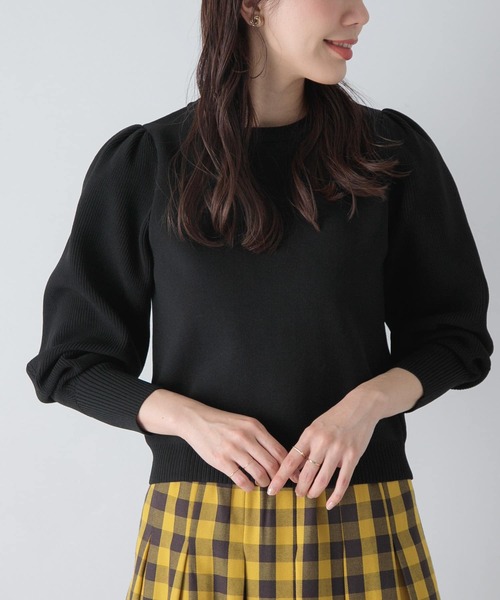 URBAN RESEARCH Sonny Label（アーバンリサーチサニーレーベル）の「ボリュームスリーブニットプルオーバー（ニット/セーター・レディース・ブラック/ベージュ/グレー・FREE）」の2枚目の写真