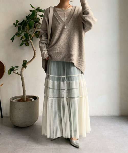 【セール】Vネックルーズプルオーバー(ニット/セーター)|DouDou(ドゥドゥ) 【セール】Vネックルーズプルオーバー(ニット/セーター)|DouDou(ドゥドゥ)