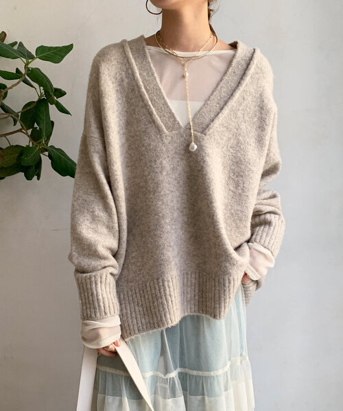 【セール】Vネックルーズプルオーバー(ニット/セーター)|DouDou(ドゥドゥ) 【セール】Vネックルーズプルオーバー(ニット/セーター)|DouDou(ドゥドゥ)