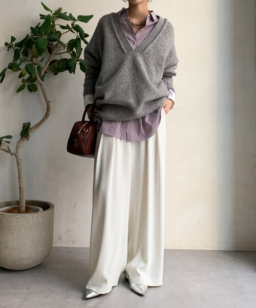 【セール】Vネックルーズプルオーバー(ニット/セーター)|DouDou(ドゥドゥ) 【セール】Vネックルーズプルオーバー(ニット/セーター)|DouDou(ドゥドゥ)