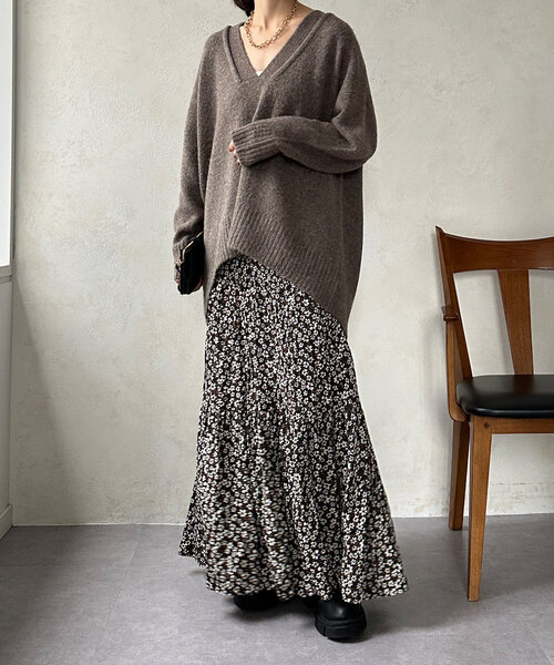 【セール】Vネックルーズプルオーバー(ニット/セーター)|DouDou(ドゥドゥ) 【セール】Vネックルーズプルオーバー(ニット/セーター)|DouDou(ドゥドゥ)