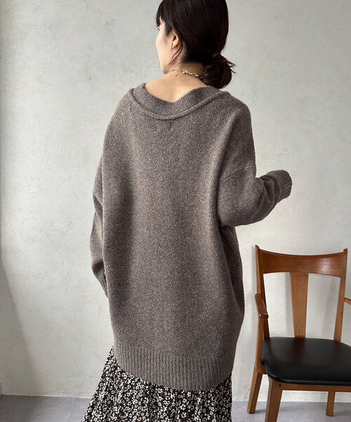 【セール】Vネックルーズプルオーバー(ニット/セーター)|DouDou(ドゥドゥ) 【セール】Vネックルーズプルオーバー(ニット/セーター)|DouDou(ドゥドゥ)