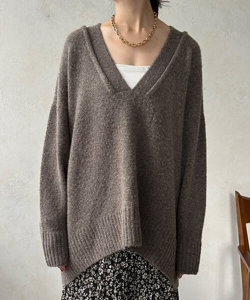 【セール】Vネックルーズプルオーバー(ニット/セーター)|DouDou(ドゥドゥ) 【セール】Vネックルーズプルオーバー(ニット/セーター)|DouDou(ドゥドゥ)