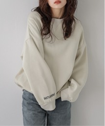 裏起毛 袖ロゴキーネックリブ プルオーバー