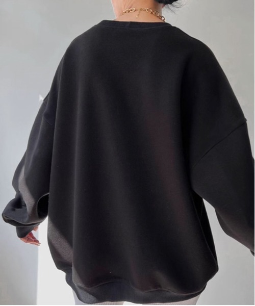 La-gemme(ラジェム)の「裏起毛 袖ロゴキーネックリブ プルオーバー(Tシャツ/カットソー・レディース・ブラック/ブルー/グレー/ベージュ・フリー)」の15枚目の写真