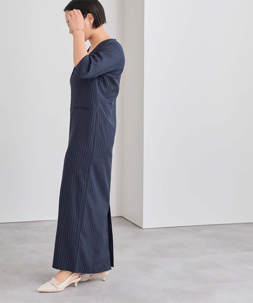 UR'S（ユアーズ）の「ディープVネックワンピース（ワンピース・レディース・ブルー系その他/ブラック系その他/グレー系その他・MT/M/L/S）」の3枚目の写真