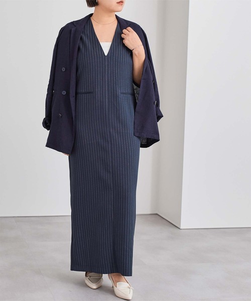 UR'S（ユアーズ）の「ディープVネックワンピース（ワンピース・レディース・ブルー系その他/ブラック系その他/グレー系その他・MT/M/L/S）」の7枚目の写真