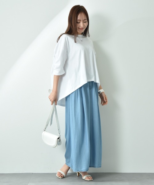 INTERPLANET(インタープラネット)の「バイオシルクタックワイドパンツ(その他パンツ・レディース・サックスブルー/ブラック/インディゴブルー・FREE)」の8枚目の写真