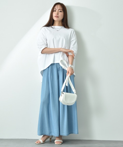 INTERPLANET(インタープラネット)の「バイオシルクタックワイドパンツ(その他パンツ・レディース・サックスブルー/ブラック/インディゴブルー・FREE)」の9枚目の写真