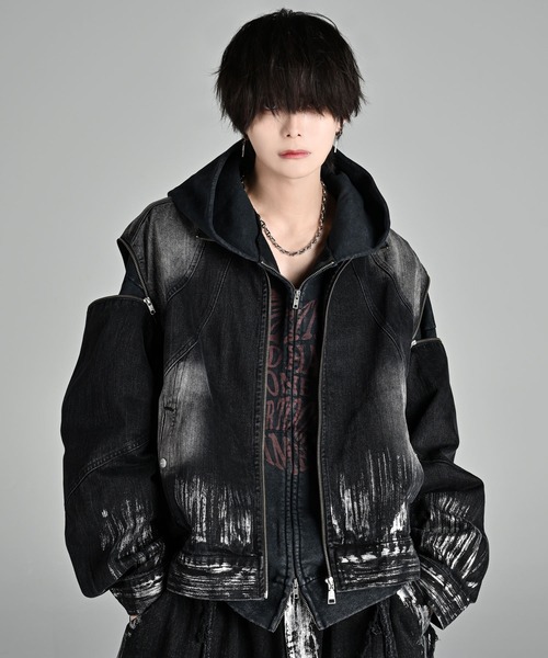 ADRER(Ah[)3way zip sleeve blast denim blouson / 3EFCWbvX[uuXgfju](u])