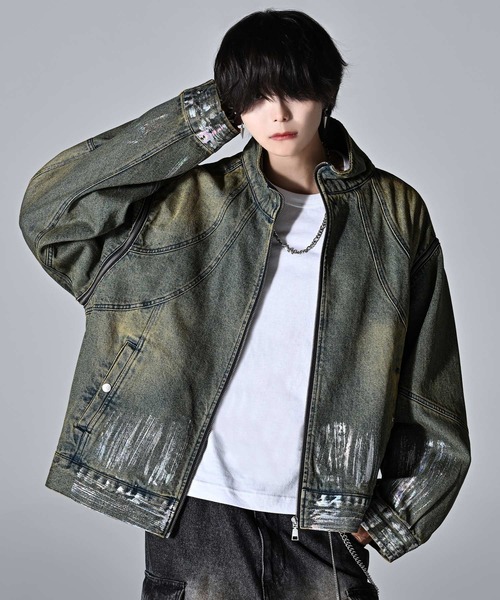 セール】3way zip sleeve blast denim blouson / 3ウェイジップ