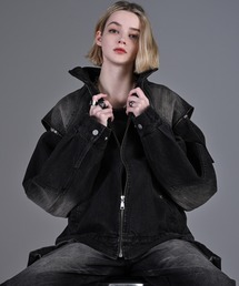 ADRER（アドラー）の「3way zip sleeve blast denim blouson / 3ウェイジップスリーブブラストデニムブルゾン（デニムジャケット）」