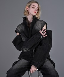 ADRER（アドラー）の「3way zip sleeve blast denim blouson / 3ウェイジップスリーブブラストデニムブルゾン（デニムジャケット）」