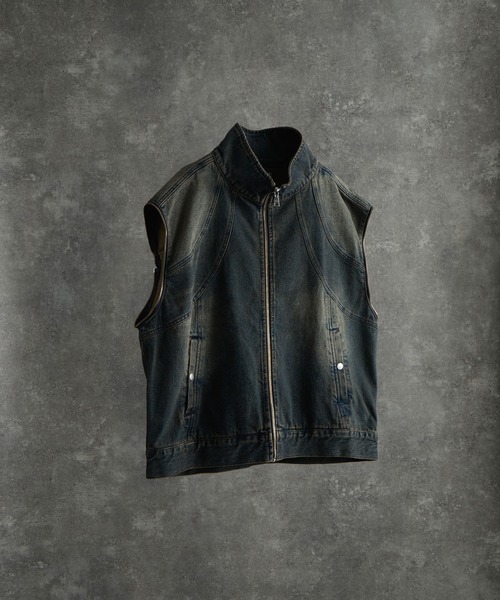 3way zip sleeve blast denim blouson / 3ウェイジップスリーブ