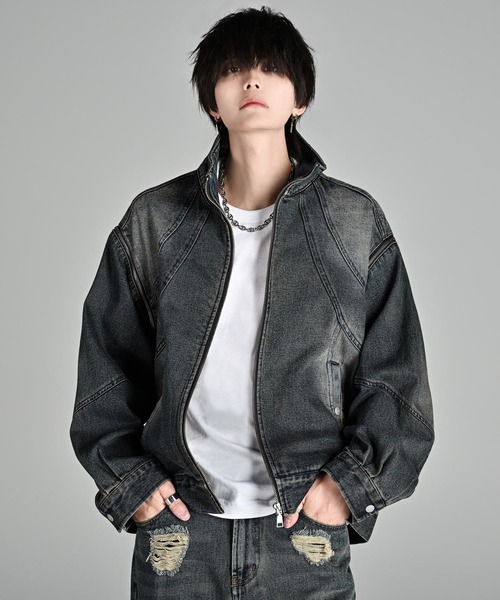 アドラー　デニムジャケット denim blouson 3way zip sleeve blast denim blouson / 3ウェイジップスリーブ