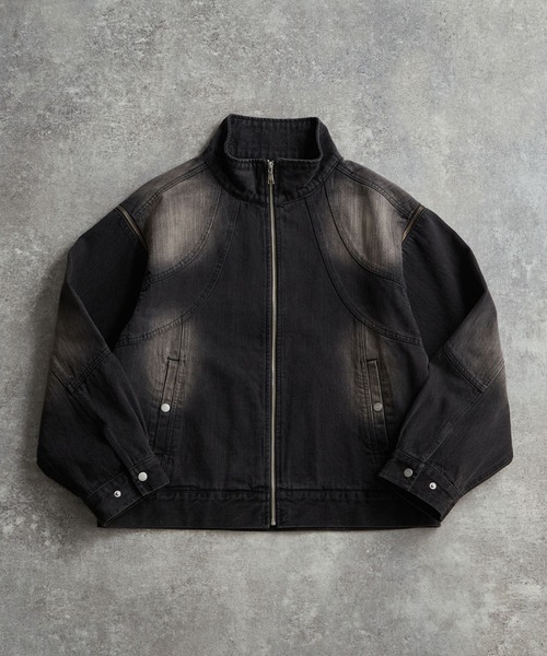 ADRER（アドラー）の「3way zip sleeve blast denim blouson / 3ウェイジップスリーブブラストデニムブルゾン（デニムジャケット・メンズ・ブラック/インディゴブルー/ブラック系1/ブラック系2/ブルー系1・L/M/S/XS）」の10枚目の写真