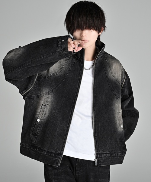 3way zip sleeve blast denim blouson / 3ウェイジップスリーブ 