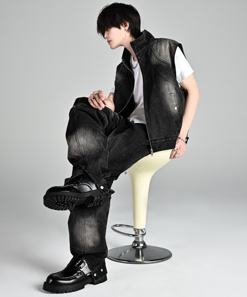 3way zip sleeve blast denim blouson / 3ウェイジップスリーブ