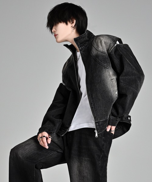 ADRER（アドラー）の「3way zip sleeve blast denim blouson / 3ウェイジップスリーブブラストデニムブルゾン（デニムジャケット・メンズ・ブラック/インディゴブルー/ブラック系1/ブラック系2/ブルー系1・L/M/S/XS）」の19枚目の写真