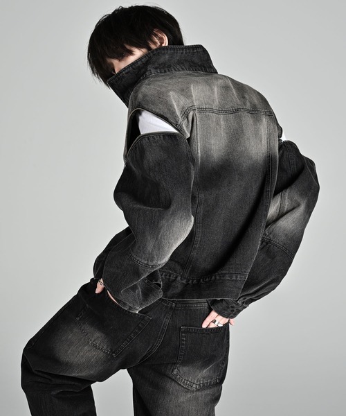 3way zip sleeve blast denim blouson / 3ウェイジップスリーブ