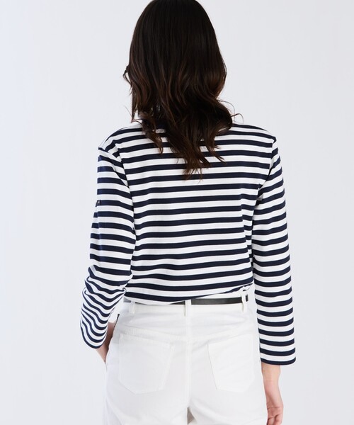agnes b.(アニエスベー)の「細ボーダー コットン 長袖 Tシャツ "Biotop"(Tシャツ/カットソー・レディース・ブルー系その他・3/2/1)」の4枚目の写真