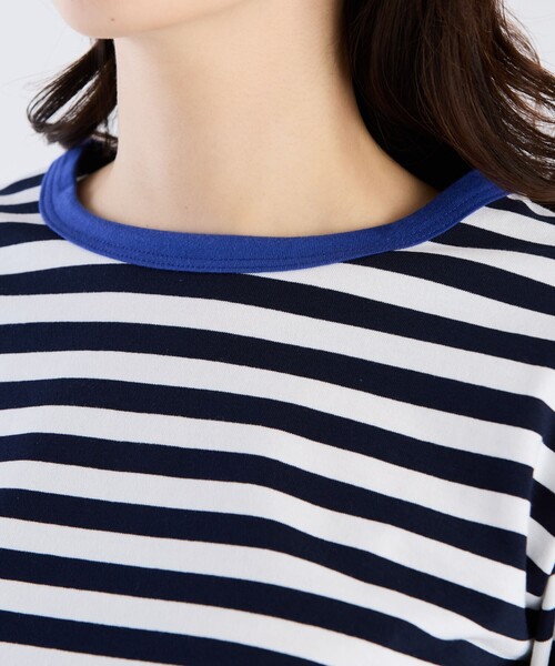agnes b.(アニエスベー)の「細ボーダー コットン 長袖 Tシャツ "Biotop"(Tシャツ/カットソー・レディース・ブルー系その他・3/2/1)」の7枚目の写真