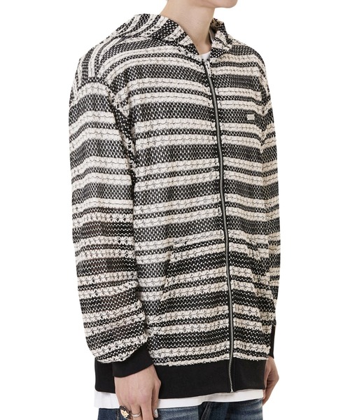 OY/オーワイ』 LOGO STRIPED CROCHET HOODIE ZIP UP/ボーダー