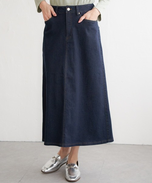 ikka(イッカ)の「デニムロングスカート(スカート・レディース・ダークネイビー/ブルー/ブラック・M/L/S)」の3枚目の写真