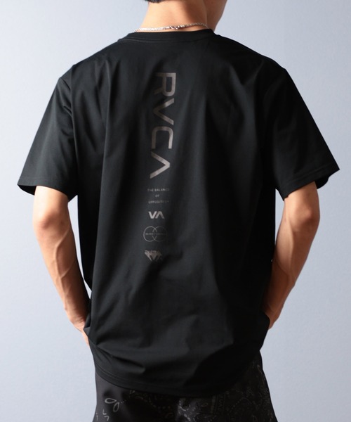 RVCA（ルーカ）の「RVCA/ルーカ 半袖Tシャツ 水陸両用/ユーティリティー UVケアラッシュガード BF041-871（ラッシュガード・メンズ・ホワイト×ブラック/ブラック×ブラック/ブラック×ホワイト・S/M/L）」の3枚目の写真