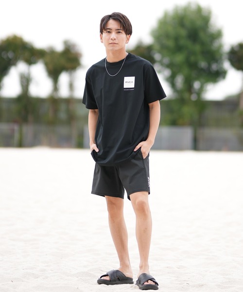 RVCA（ルーカ）の「RVCA/ルーカ 半袖Tシャツ 水陸両用/ユーティリティー UVケアラッシュガード BF041-871（ラッシュガード・メンズ・ホワイト×ブラック/ブラック×ブラック/ブラック×ホワイト・S/M/L）」の14枚目の写真