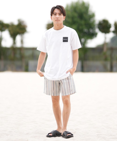 RVCA（ルーカ）の「RVCA/ルーカ 半袖Tシャツ 水陸両用/ユーティリティー UVケアラッシュガード BF041-871（ラッシュガード・メンズ・ホワイト×ブラック/ブラック×ブラック/ブラック×ホワイト・S/M/L）」の8枚目の写真